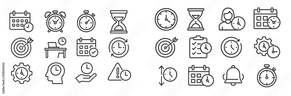 Leinwandbilder collection of time-related icons representing various scheduling and management concepts