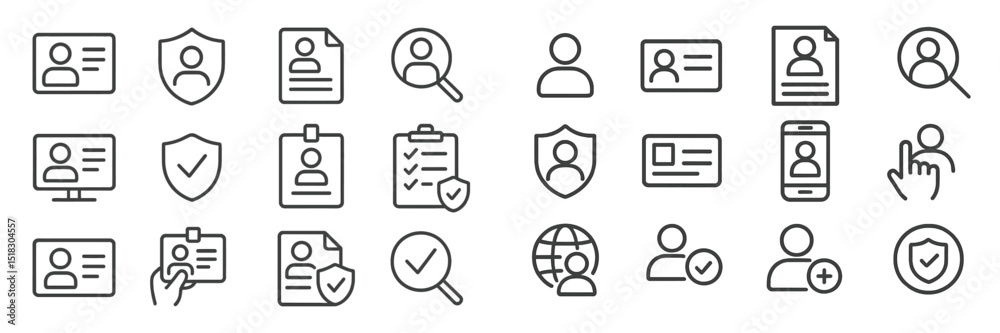 Aufkleber identification and verification symbols representing security, profiles, and documents commonly used