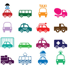 car icons , all travels silhouettes