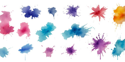 watercolor vector stains colors splash collection. Set of watercolor brush strokes	