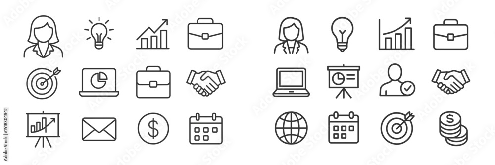 Poster Icons representing business concepts and teamwork in a monochrome design for modern presentations and projects