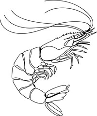 abstract shrimp, linework only, easy to trace