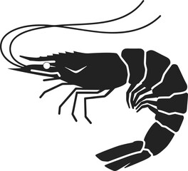 shrimp vector, monochrome, flat design