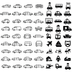 car icons , all travels silhouettes