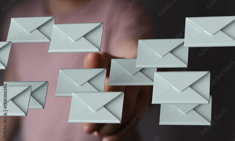 Fototapete Digital inbox overflowing? See how to manage multiple emails efficiently.