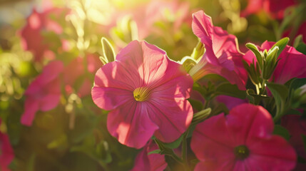 Obraz premium closeup of vibrant pink petunias