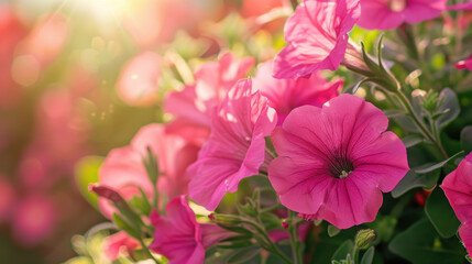 Obraz premium closeup of vibrant pink petunias