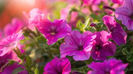 closeup of vibrant pink petunias