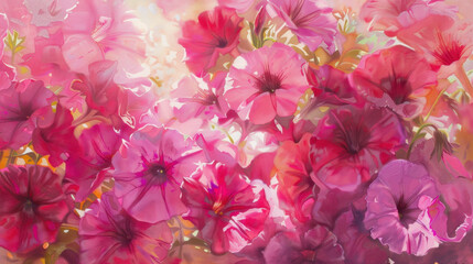 closeup of vibrant pink petunias