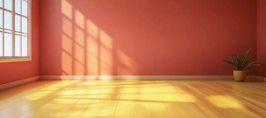 Fototapeta premium Sunlit Interior Warm Minimalist Room Empty Space Awaiting Personal Touches and Design Elements
