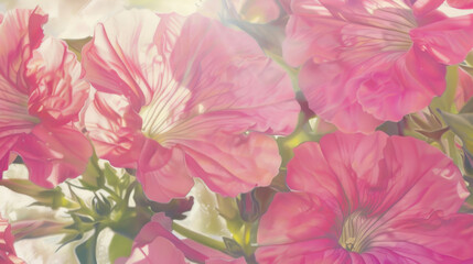 closeup of vibrant pink petunias