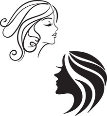 Stylized Woman Face Silhouette Line Art