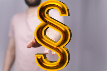 3D golden paragraph symbol, legal concept, law, justice, contract, agreement,  business, ...