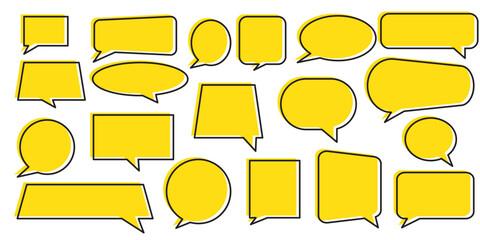 Obraz premium Expressive Exchange Speech Icons for Engaging Interactions . Playful Phrases Speech Bubbles to Add Charm to Your Projects . Set of speech bubble. 