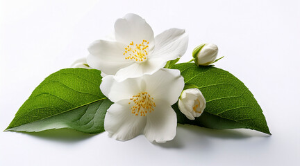 Fototapeta premium jasmine flowers with shadow on white background