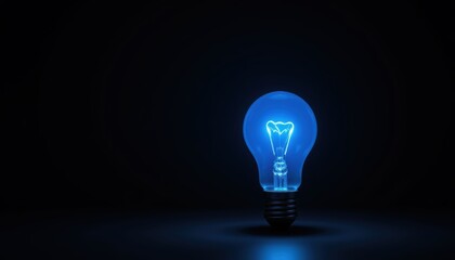 Glowing Blue Lightbulb Illuminating Darkness Innovative Idea Concept