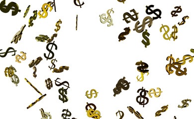 Hundred dollar bill. Falling money isolated on white