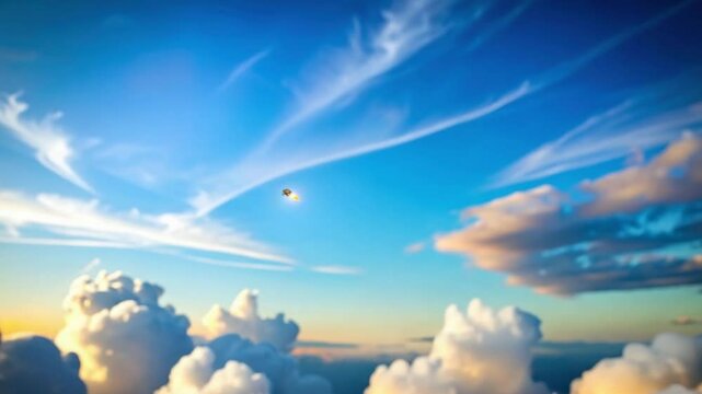 Tortoise rocket launch, cloudscape background, whimsical illustration