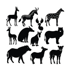 wild animals silhouettes vector