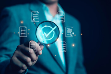 Hand shows sign of top service Quality assurance, Guarantee, Standards, ISO certification and standardization concept, satisfaction, service experience, show the standards of products and services.	
