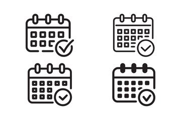 Calendar with Checkmark Icons Schedule Planner Vector Set

