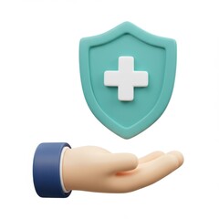 Obraz premium 3d medical shield icon in hand isolated on white background