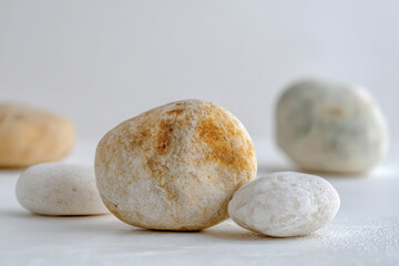 closeup of pebbles with focus on single large stone highlighting its unique texture and details