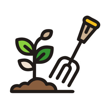 plant and garden fork icon clip art preview