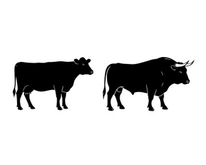 cow and bull silhouette 