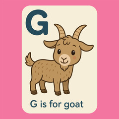 Adorable Cartoon Goat Illustrating the Letter G for Kids' Alphabet Learning