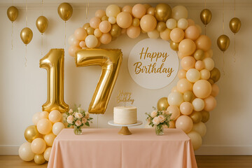 Elegant 17th Birthday Balloons and Festive Decor