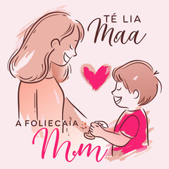 happy mothers day mother holding child hand illustration  