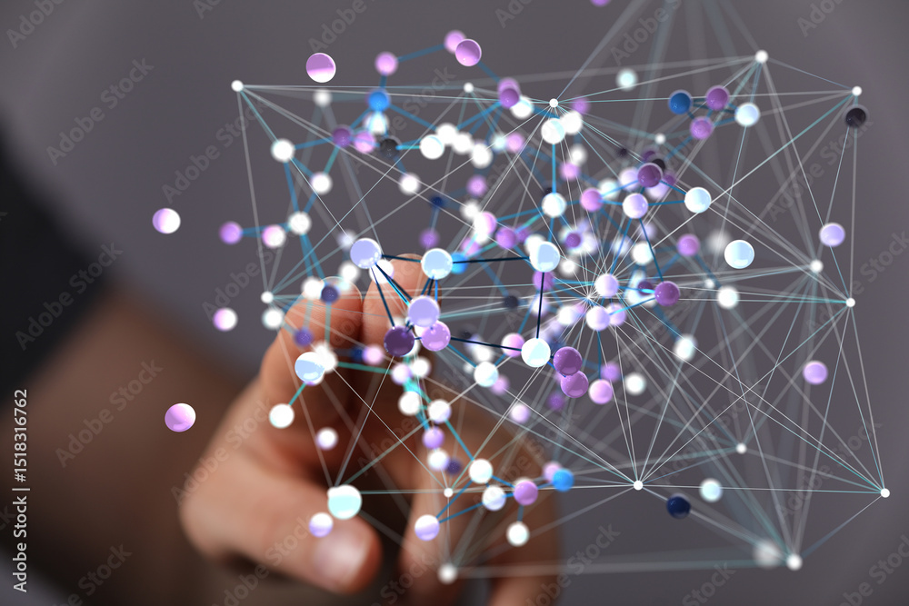 Poster Abstract image of a complex network, ideal for technology, data, and connection concepts.
