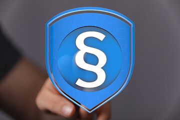 Safeguard your interests.  Legal shield graphic.  Digital security and protection.