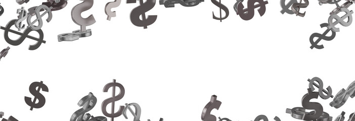 Hundred dollar bill. Falling money isolated on white