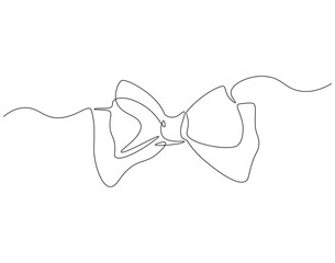 Bow tie continuous line. Continuous one line drawing of bow tie. wedding, accessory, fashion concept. Single line drawing