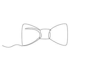 Bow tie continuous line. Continuous one line drawing of bow tie. wedding, accessory, fashion concept. Single line drawing