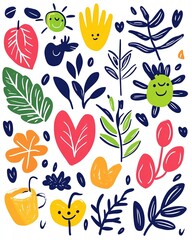 Eco-Conservative Fundraising Campaign, poster-style layout with call-to-action slogan, hand-drawn leaf illustrations and donation icons, minimal style on white