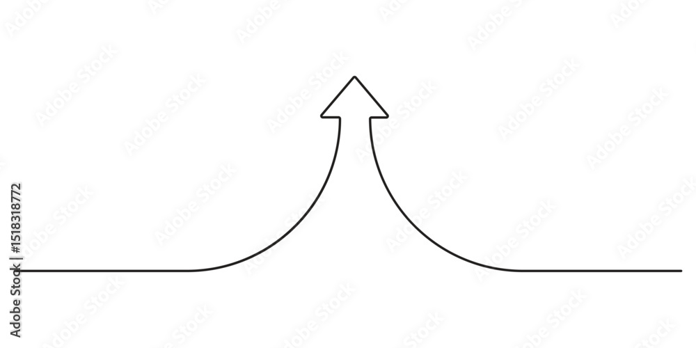 Poster arrow pointing right, continuous line drawing upward arrow vector. one line arrow pointing right, ve