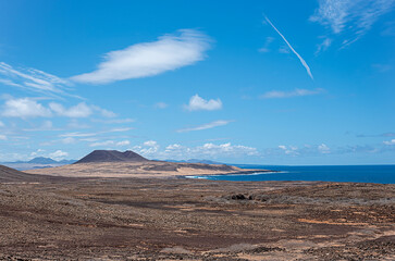 Landscape photography of island La Graciosa, Lanzarote, Spain, seascape, rocky coast, desert,...