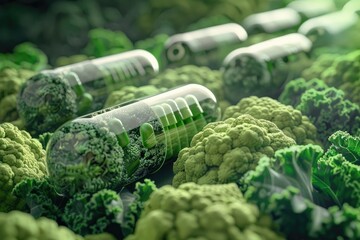 Vibrant Image of Keto Diet with Vegetable Capsules, Healthy Supplements