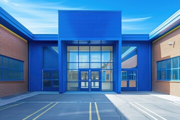 A Poster of a School with a Blue Background That Says Welcome to New School