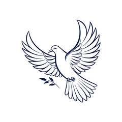 dove icon vector line art illustration