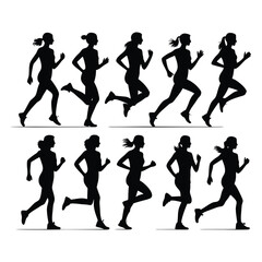 Print Women raceing silhouette on white background	