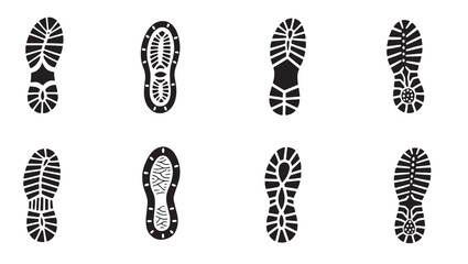 set of black silhouettes of shoes print vector