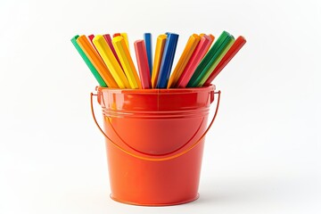 Detailed Image of School Tool Bucket Isolated on White Background
