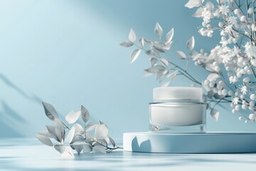 High Definition View of Skincare Beauty Products Container Against Pink Background
