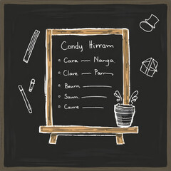 menu blackboard with chalk