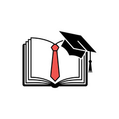 Academic Achievement: A sophisticated illustration combining a graduation cap, open book, and necktie, symbolizing the pursuit of knowledge and professional aspirations.
