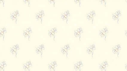 Elegant Minimalist Floral Pattern Delicate Line Art Flowers on Cream Background